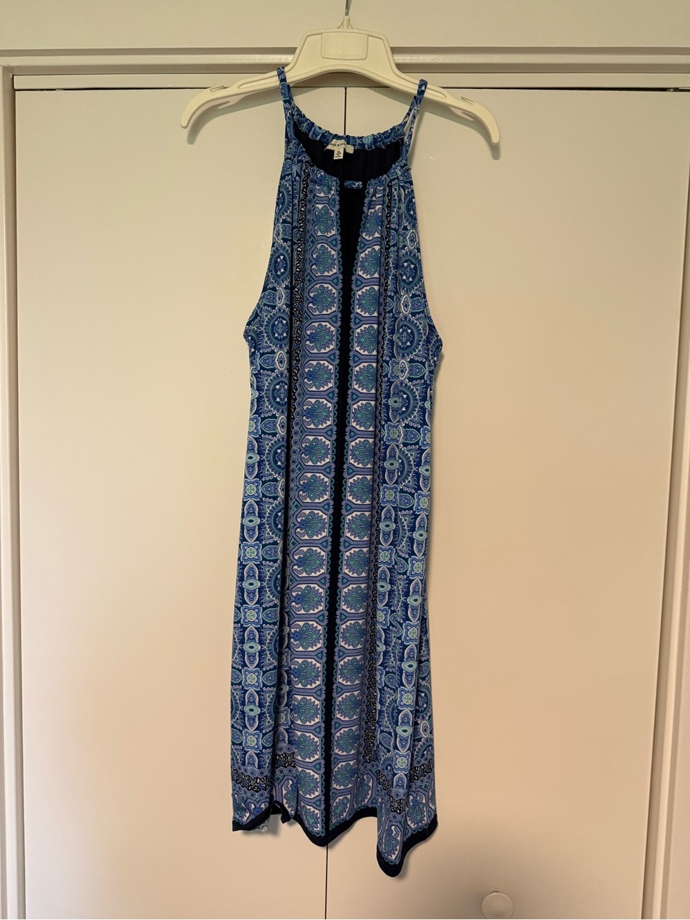 Max Studio Blue Patterned Halter Maxi Dress